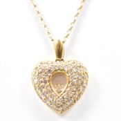 18CT GOLD & DIAMOND CLUSTER HEART PENDANT & CHAIN NECKLACE