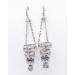 PLATINUM SAPPHIRE & DIAMOND DROP CHANDELIER EARRINGS