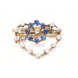 19TH CENTURY GOLD SAPPHIRE & DIAMOND BROOCH PIN