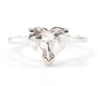 HALLMARKED PLATINUM & DIAMOND HEART RING