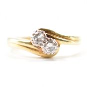 HALLMARKED 18CT GOLD & DIAMOND CROSSOVER RING