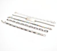 COLLECTION OF WHITE METAL & SILVER BRACELETS