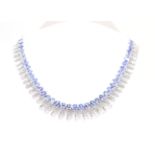 WHITE GOLD TANZANITE & DIAMOND FRINGE NECKLACE