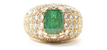 GOLD EMERALD & DIAMOND DOME RING