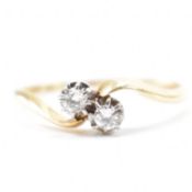 18CT GOLD & DIAMOND 2 STONE CROSSOVER RING