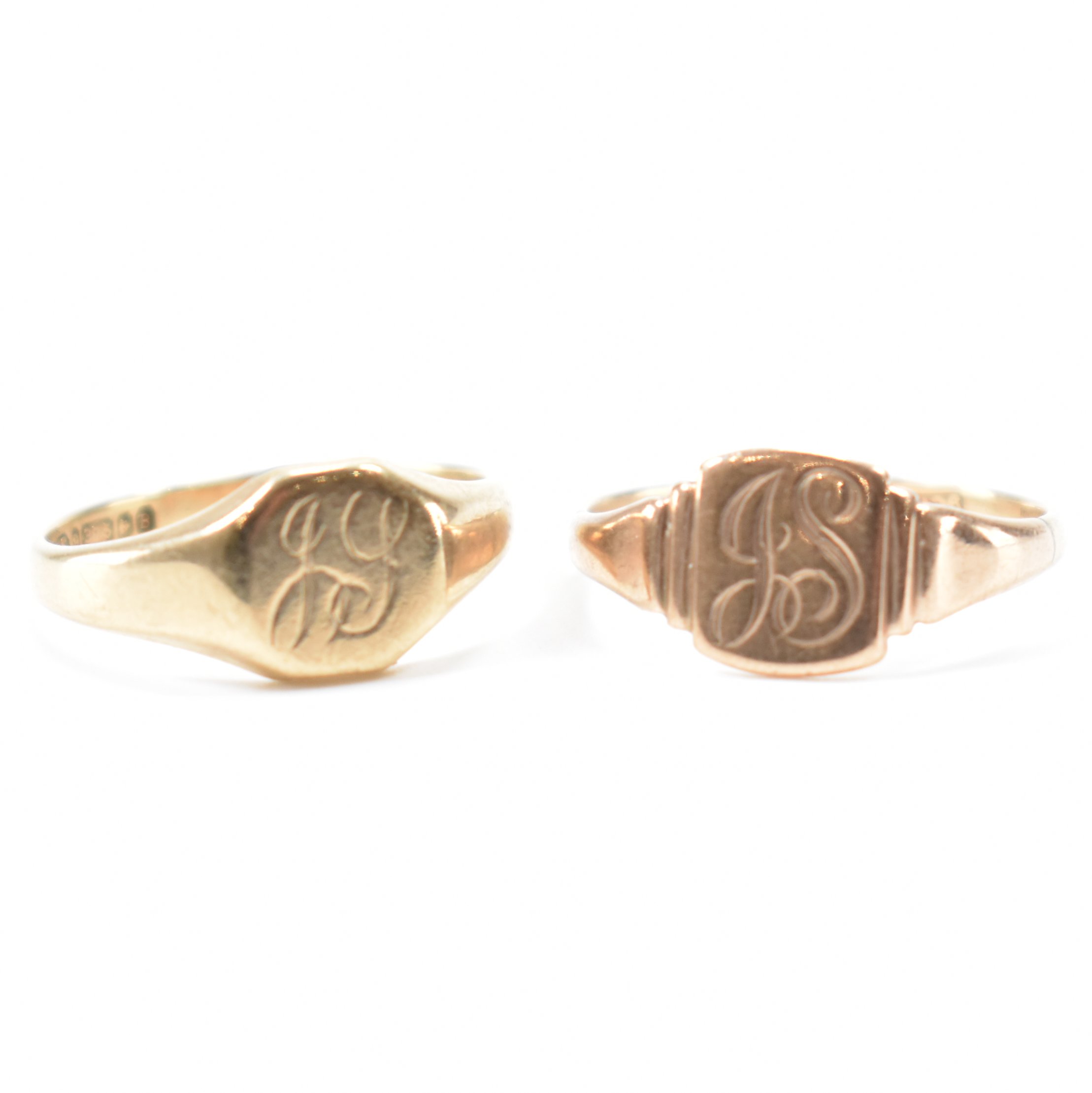 TWO 9CT GOLD SIGNET RINGS