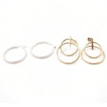 TWO PAIRS 9CT GOLD HOOP EARRINGS