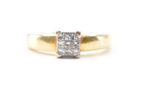 HALLMARKED 18CT GOLD & DIAMOND CLUSTER RING