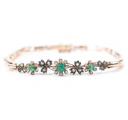 9CT GOLD EMERALD & DIAMOND BRACELET