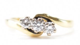 HALLMARKED 18CT GOLD & DIAMOND THREE STONE RING