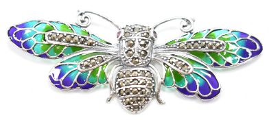 SILVER PLIQUE A JOUR BEE BROOCH