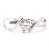 HALLMARKED 9CT WHITE GOLD & CZ RING