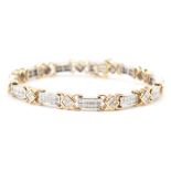 TWO TONE GOLD & DIAMOND LINE BRACELET