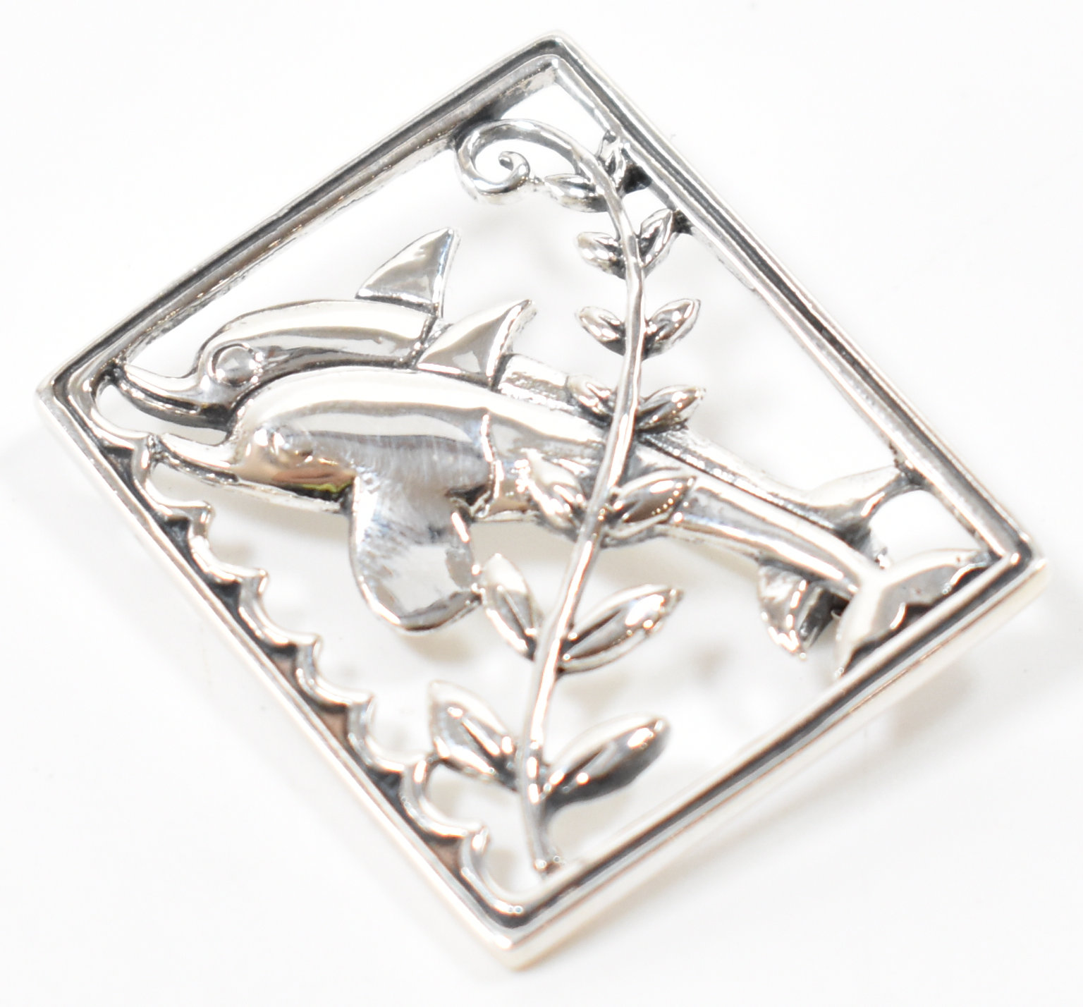 DANISH STYLE SILVER DOLPHIN BROOCH