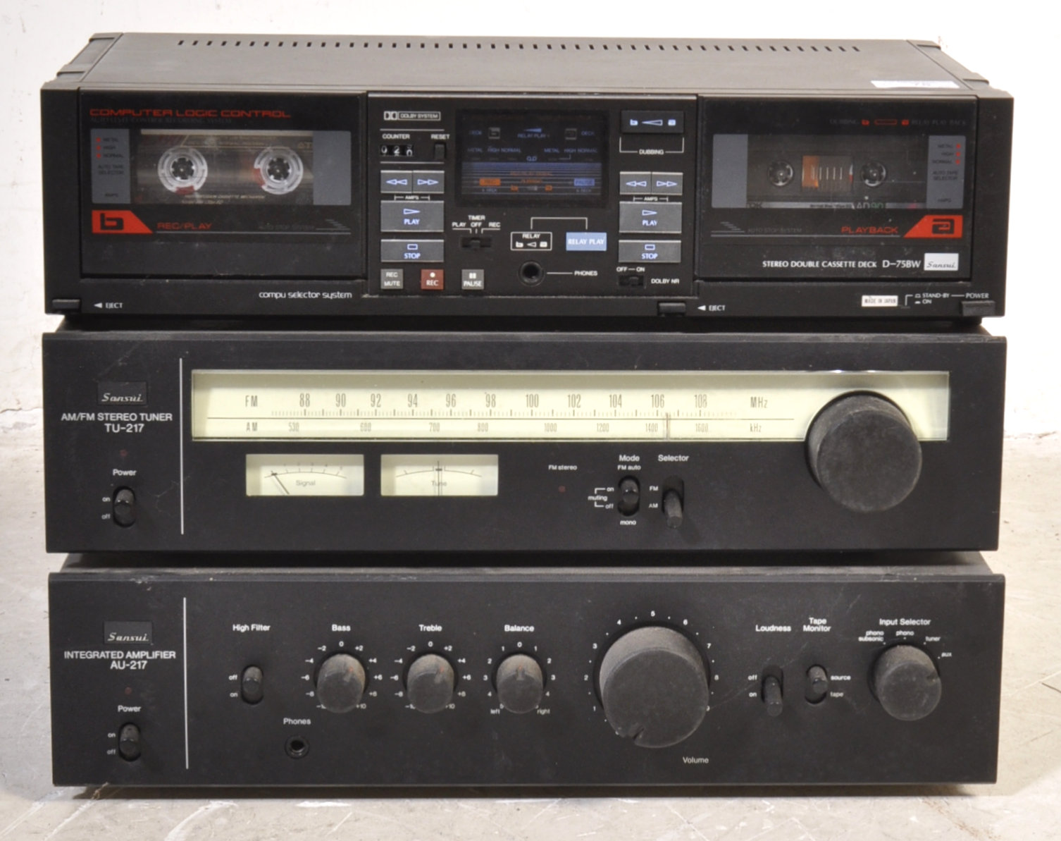 SANSUI - THREE PART STACKING SYSTEM - AMP, TUNER & CASSETTE DECK