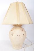 VINTAGE STONEWARE ROMAN NUMERAL TABLE LAMP