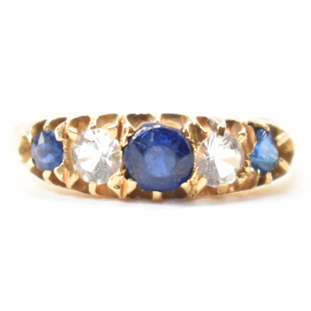 HALLMARKED 18CT GOLD BLUE & WHITE STONE RING