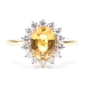 HALLMARKED 18CT GOLD YELLOW SAPPHIRE & DIAMOND RING