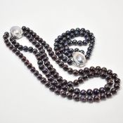 SILVER & CULTURED PEARL NECKLACE & BRACELET SUITE