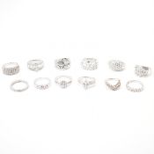 GROUP OF 925 SILVER & CZ SET RINGS