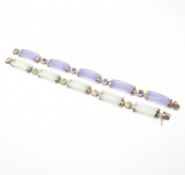 PAIR OF 925 SILVER STONE SET LINK BRACELETS