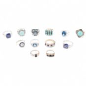 GROUP OF 925 SILVER & BLUE STONE SET RING