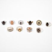 GROUP OF 925 SILVER STONE SET RINGS