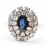 18CT WHITE GOLD SAPPHIRE & DIAMOND DRESS RING