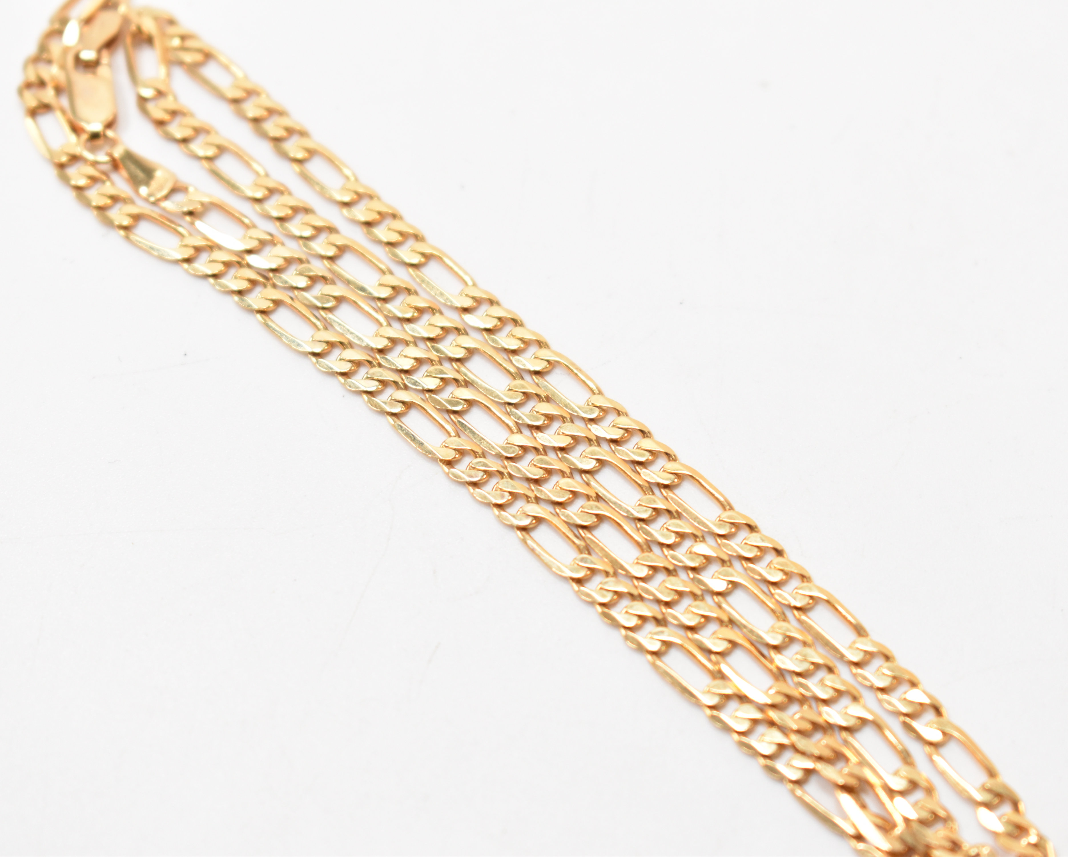 HALLMARKED 9CT GOLD FIGARO CHAIN NECKLACE - Image 3 of 4