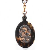 1920S ART DECO TORTOISE SHELL MIRROR PENDANT NECKLACE