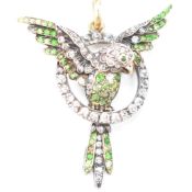 VICTORIAN DIAMOND & GREEN STONE BIRD PENDANT