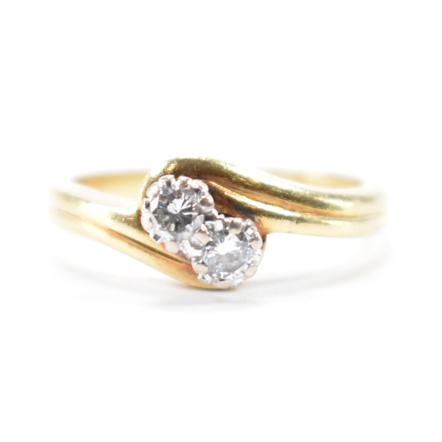 HALLMARKED 18CT GOLD & DIAMOND CROSSOVER RING