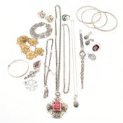 COLLECTION OF ANTIQUE & VINTAGE SILVER & WHITE METAL JEWELLERY