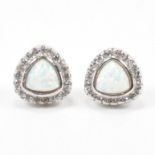 PAIR OF 925 SILVER CZ & SYNTHETIC OPAL STUD EARRINGS