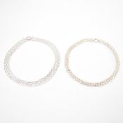 TWO 925 SILVER WOVEN CHAIN NECKLACES