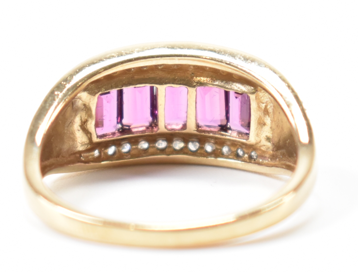 HALLMARKED 9CT GOLD DIAMOND & PURPLE STONE RING - Image 3 of 9