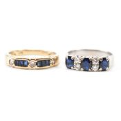 TWO 9CT GOLD SAPPHIRE & DIAMOND RINGS