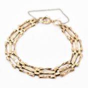 VINTAGE 9CT GOLD BAR GATE LINK CHAIN BRACELET