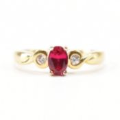 HALLMARKED 18CT GOLD RUBY & DIAMOND RING