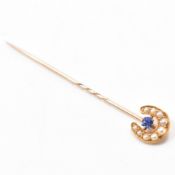 ANTIQUE GOLD SEED PEARL & SAPPHIRE STICK PIN