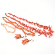 COLLECTION OF VINTAGE BRANCH CORAL JEWELLERY