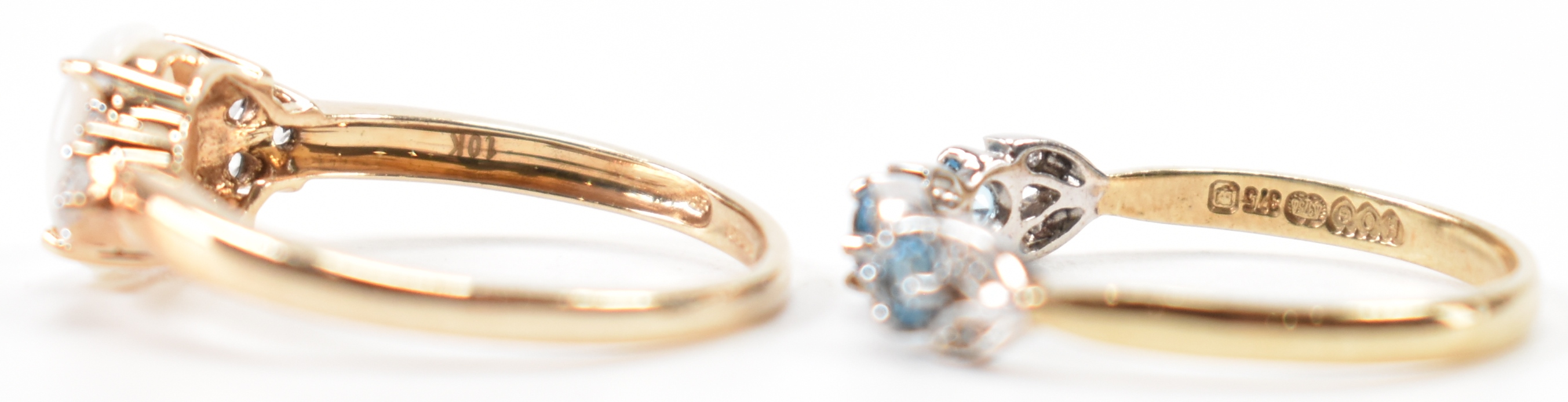 TWO 9CT GOLD RINGS - OPAL & BLUE STONE - Image 3 of 6