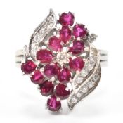 VINTAGE RUBY & DIAMOND CLUSTER RING