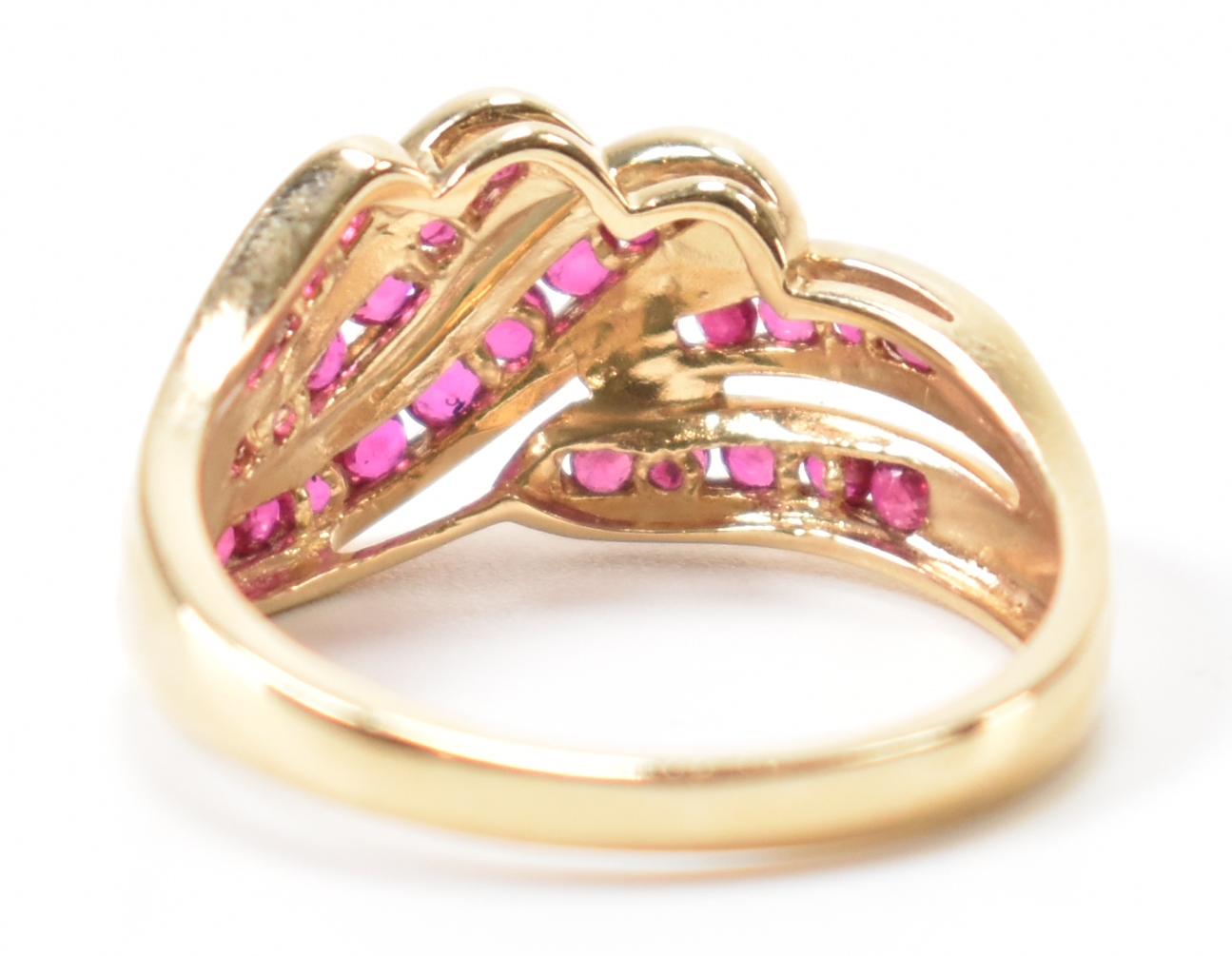 HALLMARKED 9CT GOLD & RUBY CROSSOVER RING - Image 3 of 8
