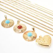 GROUP OF 925 SILVER GILT GOLD TONE CHAIN NECKLACES & PENDANTS