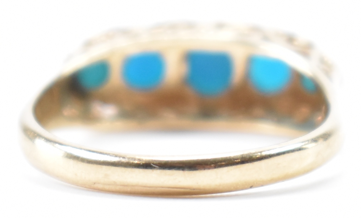 HALLMARKED 9CT GOLD 5 STONE TURQUOISE RING - Image 4 of 7