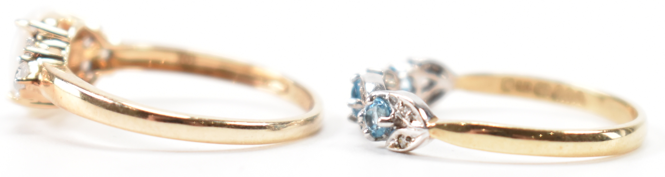 TWO 9CT GOLD RINGS - OPAL & BLUE STONE - Image 2 of 6