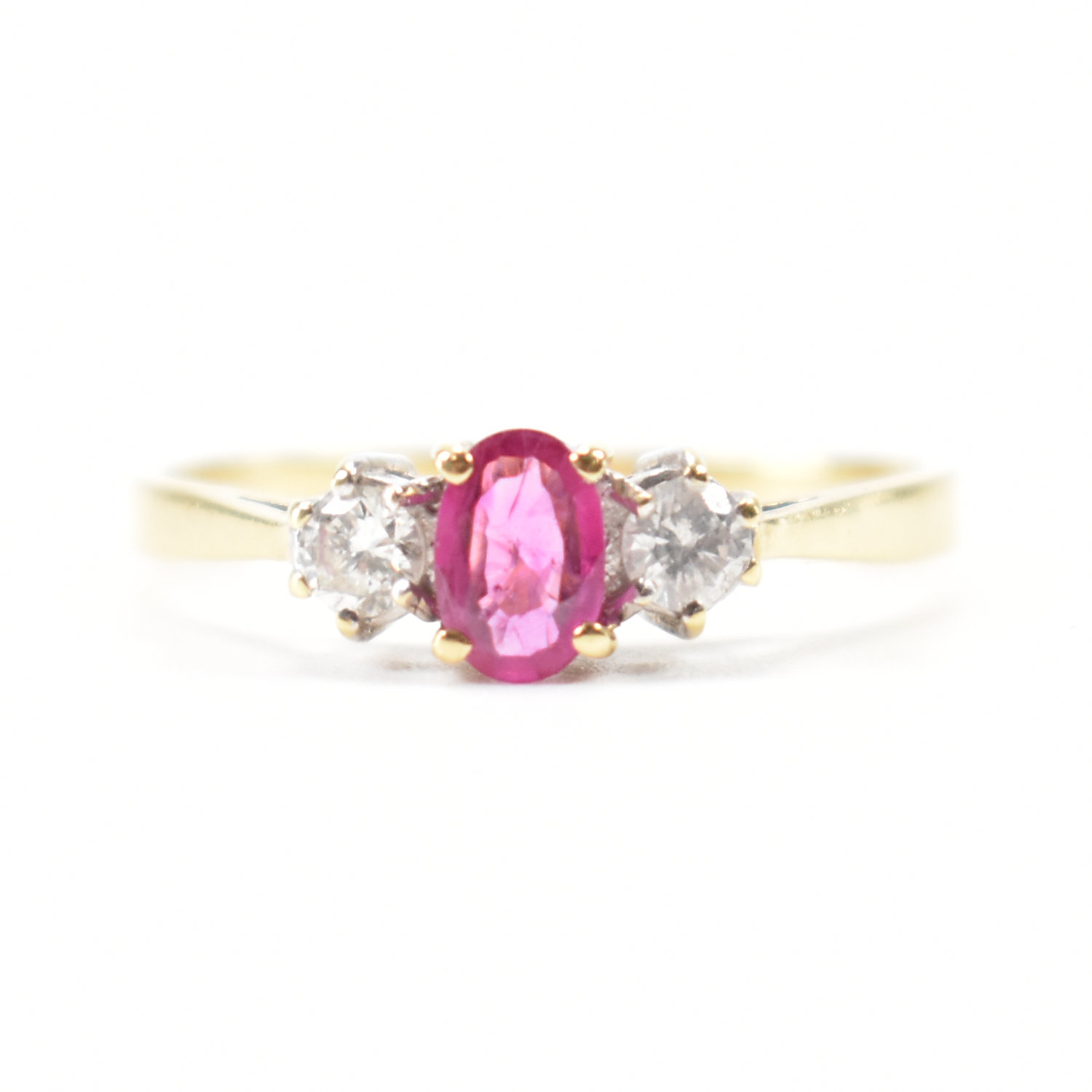 HALLMARKED 18CT GOLD RUBY & DIAMOND RING