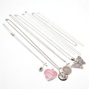 GROUP OF VINTAGE SILVER NECKLACE CHAINS & PENDANTS