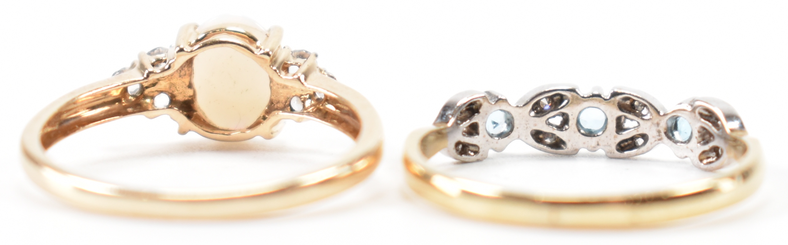 TWO 9CT GOLD RINGS - OPAL & BLUE STONE - Image 5 of 6